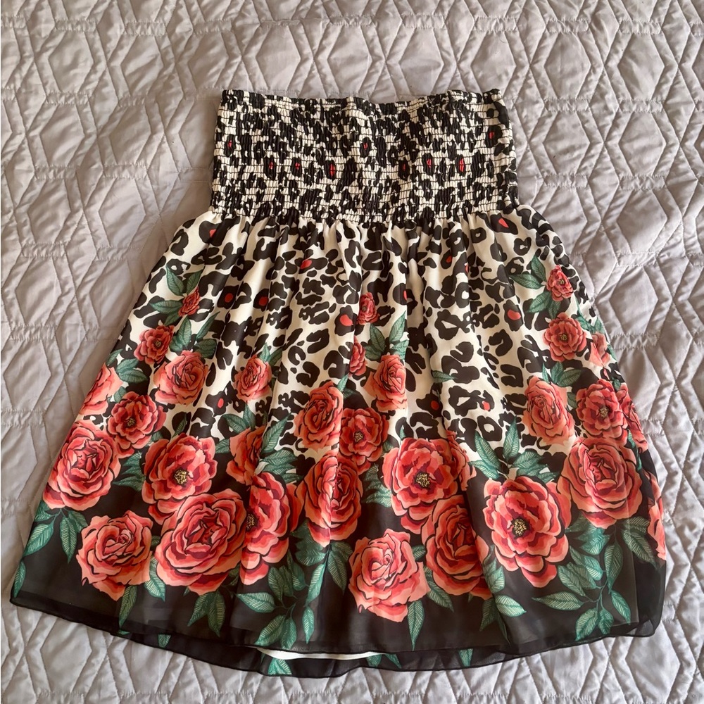Double Zero Black and White Smocked Mini Skirt
